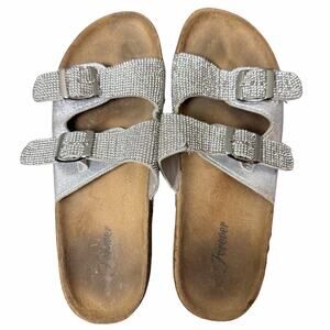 Forever Cork Sole Rhinestone Sandals Womens Size 9